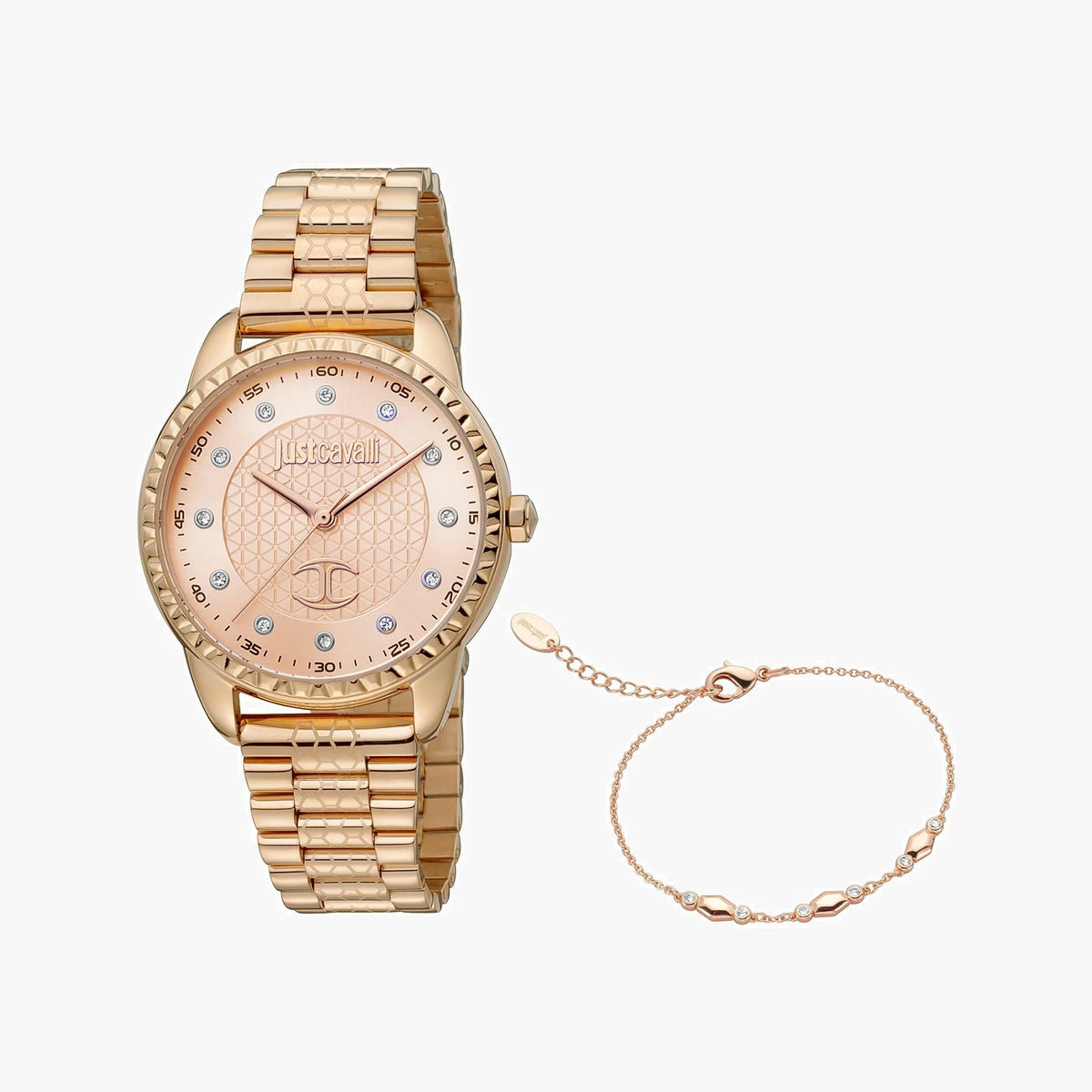 JUST CAVALLI Women's Watch with Rose Gold Stainless Steel Case and Rose Gold Stainless Steel Band