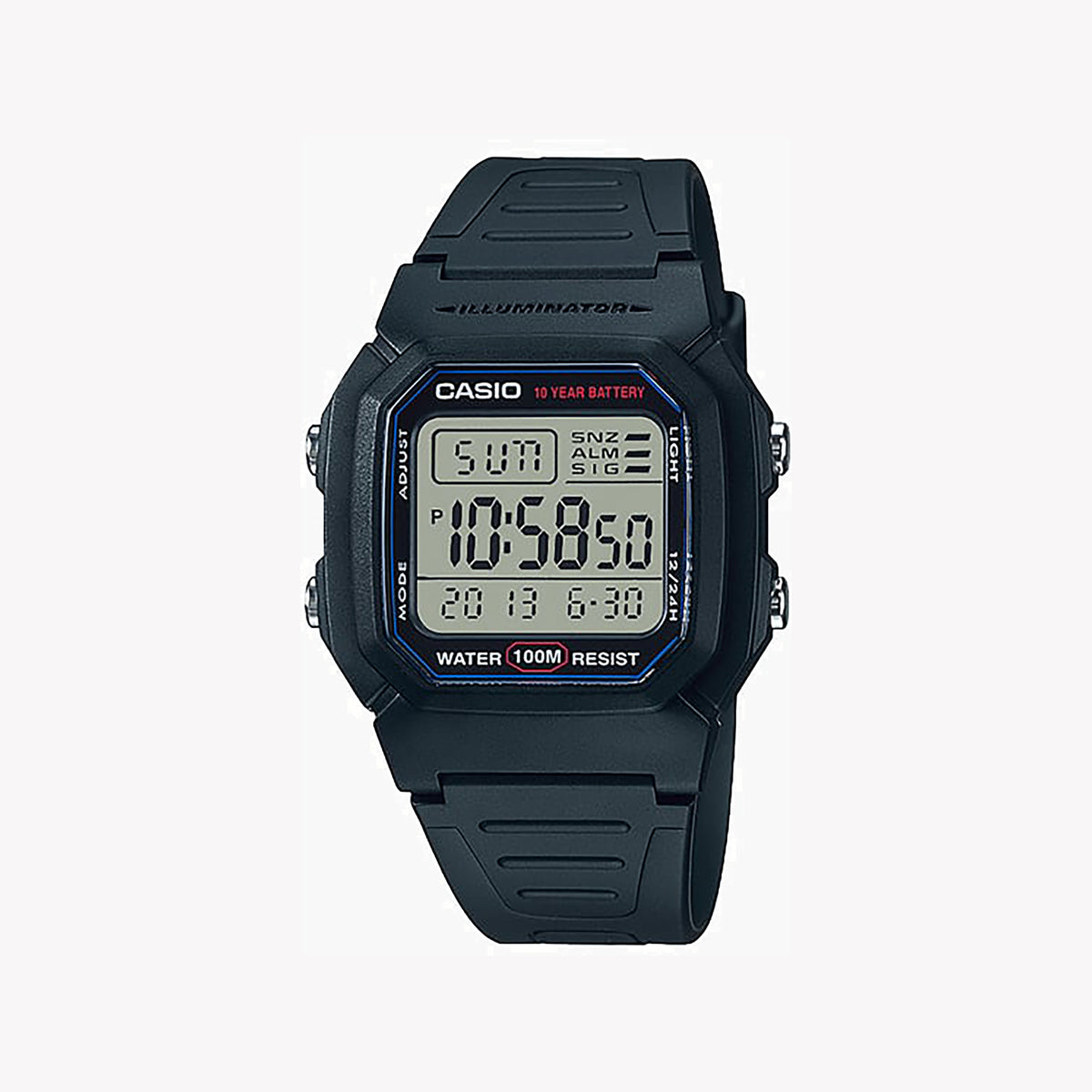 CASIO W-800H-1AVDF RUGGED SPORT - ADVENTURE READY MEN'S WATCH with black resin band and digital dial