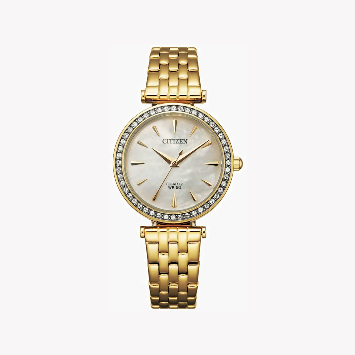 CITIZEN ER0212-50Y GOLD ELEGANCE - VERSATILE WOMEN'S WATCH WITH WHITE DIAL & STAINLESS STEEL BAND