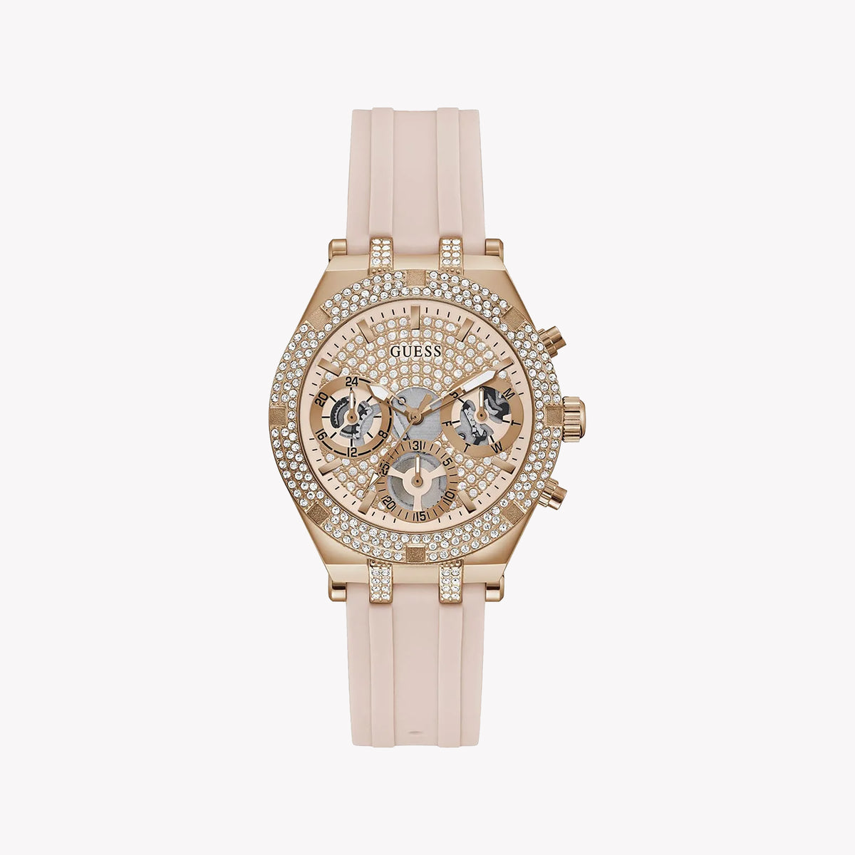 GUESS GW0407L3 CHIC SOPHISTICATION - ROSE GOLD & PINK SILICONE WOMEN'S WATCH