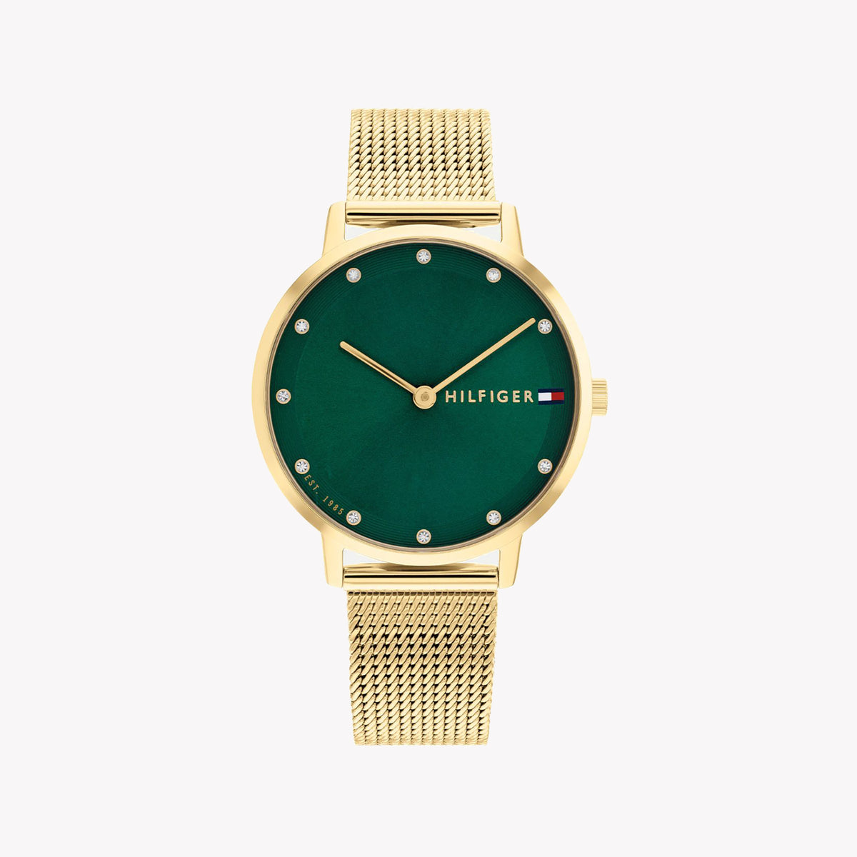 TOMMY HILFIGER 1782668 RADIANT GOLD GLAM - Women's Elegant Timepiece with Green Dial and Luxe Band