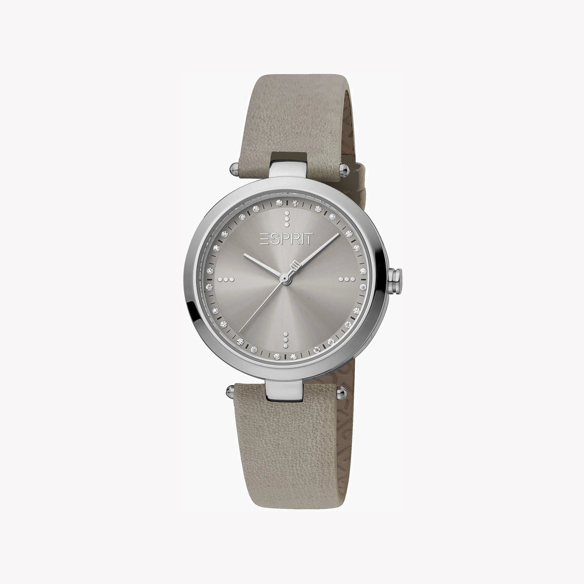 ESPRIT Women's Watch with Silver Stainless Steel Case and Gray Leather Band