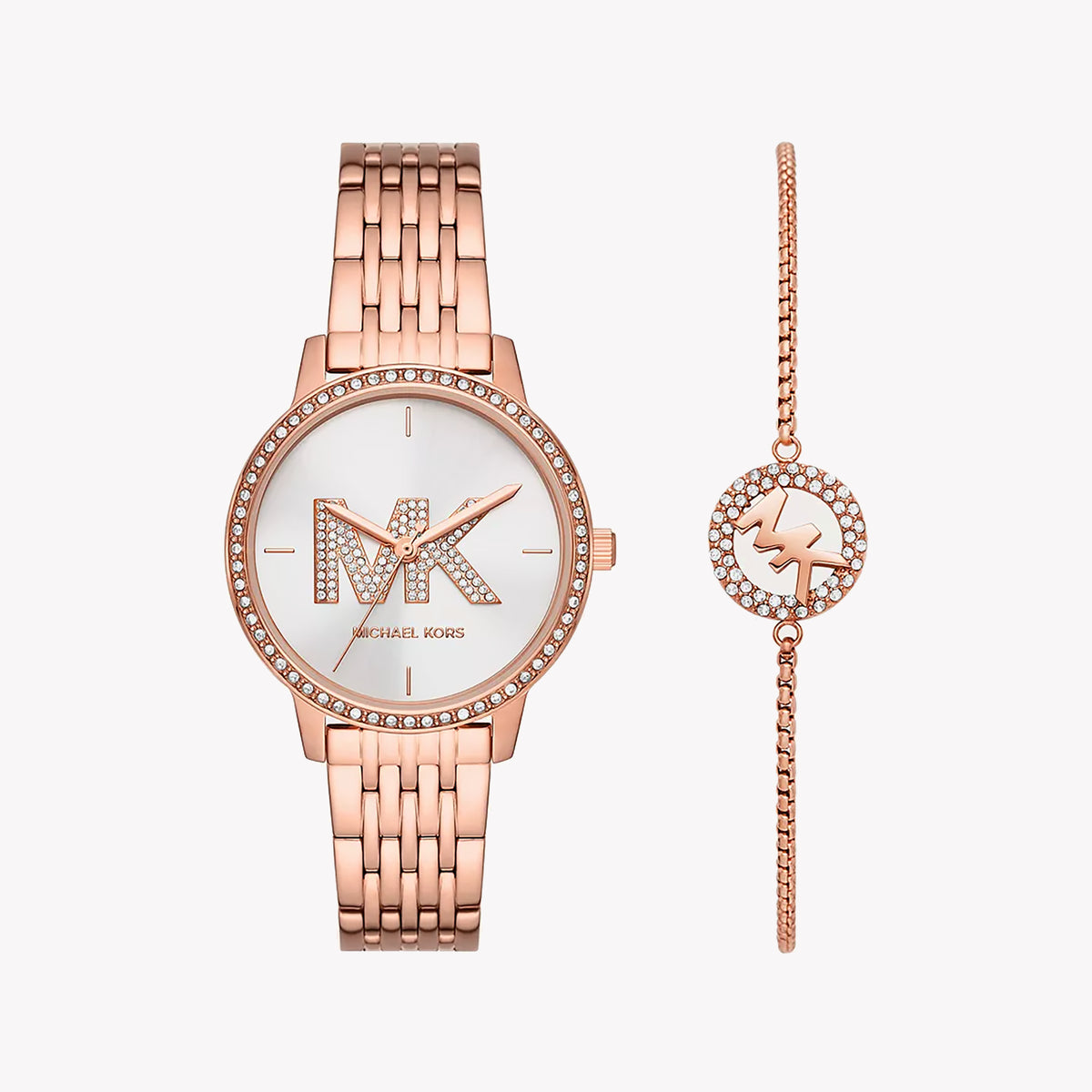MICHAEL KORS MK1052SET ROSE GOLD ELEGANCE - CONTEMPORARY WOMEN'S WATCH WITH WHITE DIAL