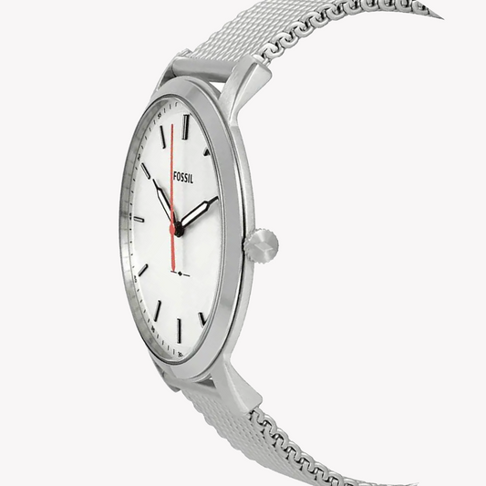 FOSSIL FS5359 ELEGANT TIMEPIECE - MODERN MENS SILVER MESH WATCH WITH WHITE DIAL-i-Watch-2