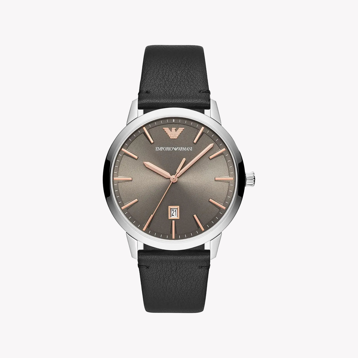 Emporio Armani AR11277 - ELEGANCE REDEFINED: Men's Silver & Brown Timepiece with Leather Band