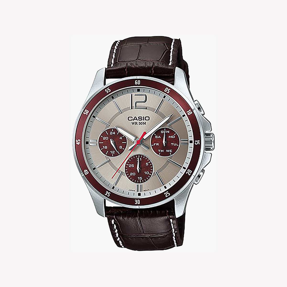 Casio MTP-1374L-7A1: Stylish Quartz Watch with Brown Leather Band-i-Watch