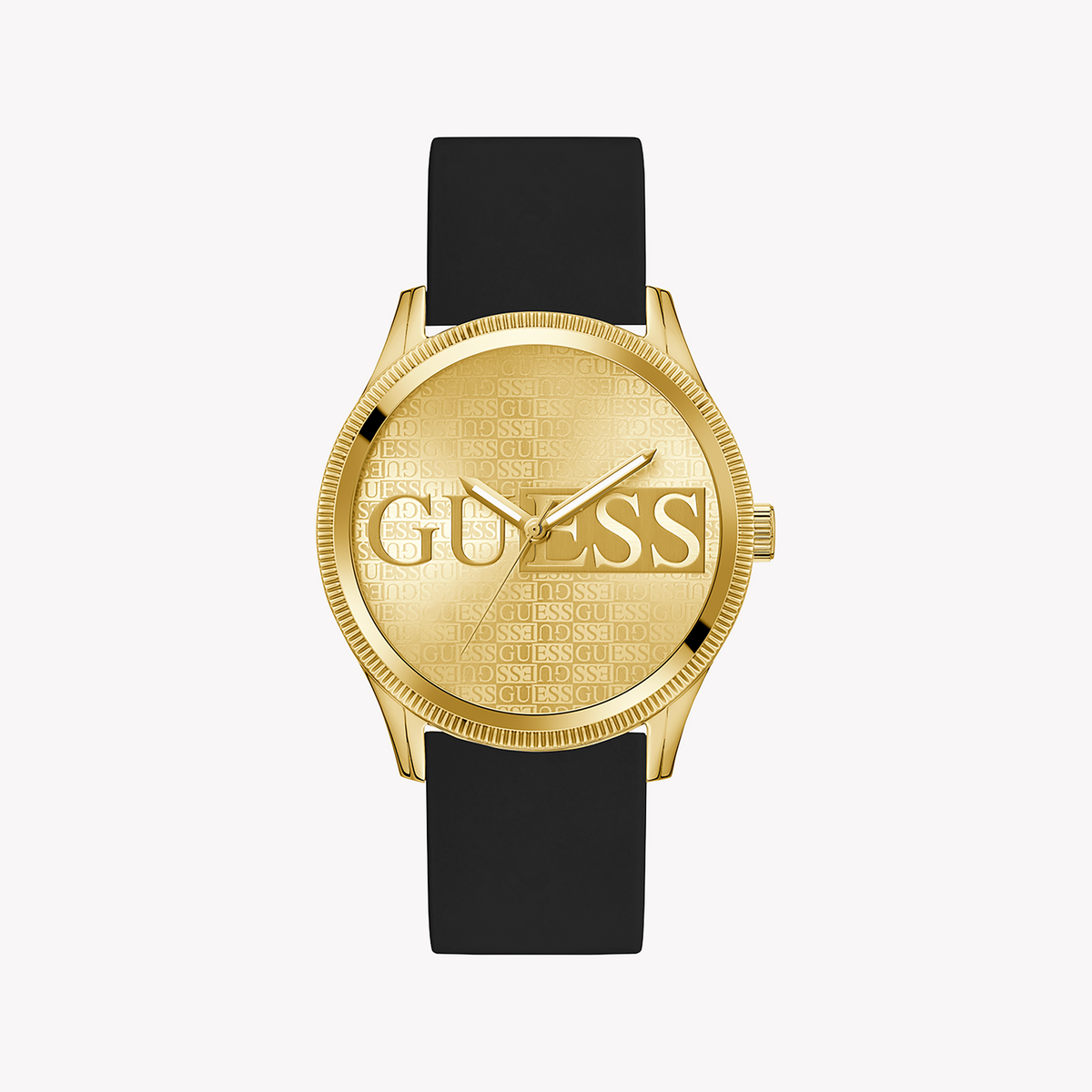 GUESS GW0726G2 CHIC ALLURE - ELEGANT GOLD & BLACK WOMEN'S WATCH with CHAMPAGNE DIAL & SILICONE BAND