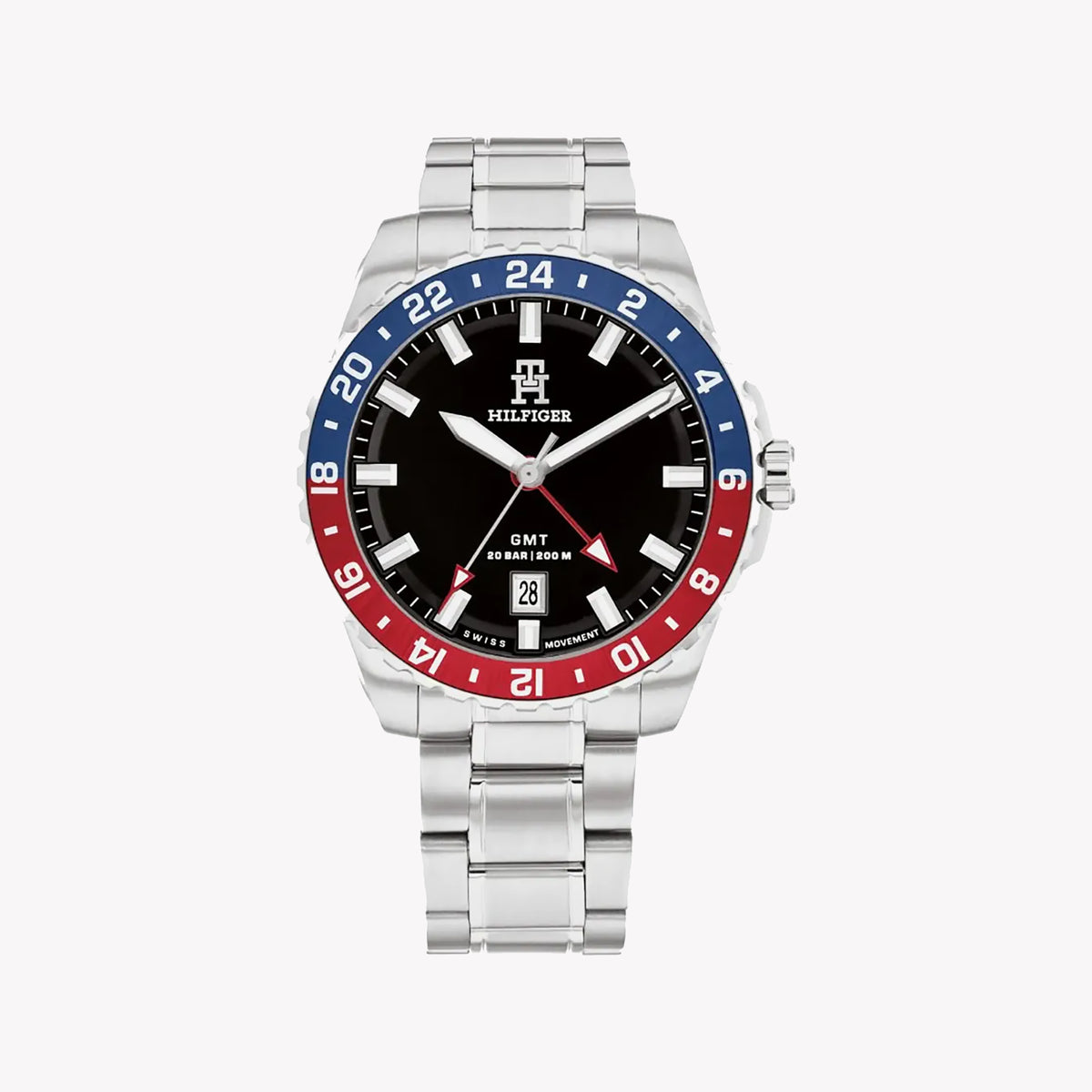 TOMMY HILFIGER BOLD PRECISION - STYLISH MEN'S WATCH with Silver Stainless Steel Band & Black Dial