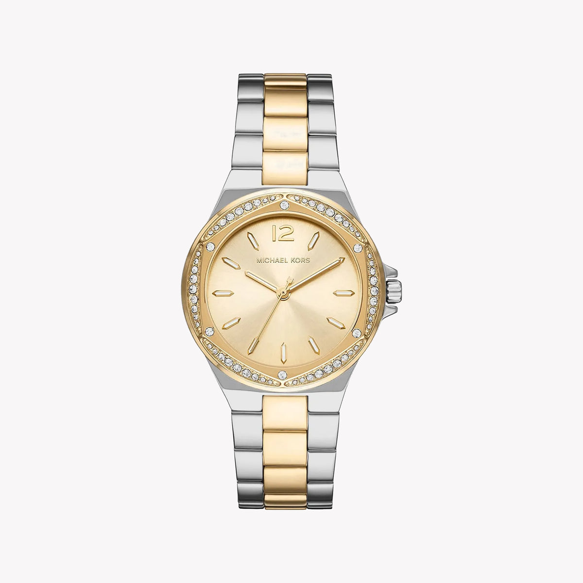 MICHAEL KORS MK6988 - ELEGANT TIMEPIECE FOR MODERN WOMEN with Silver-Gold Band & Striking Gold Dial