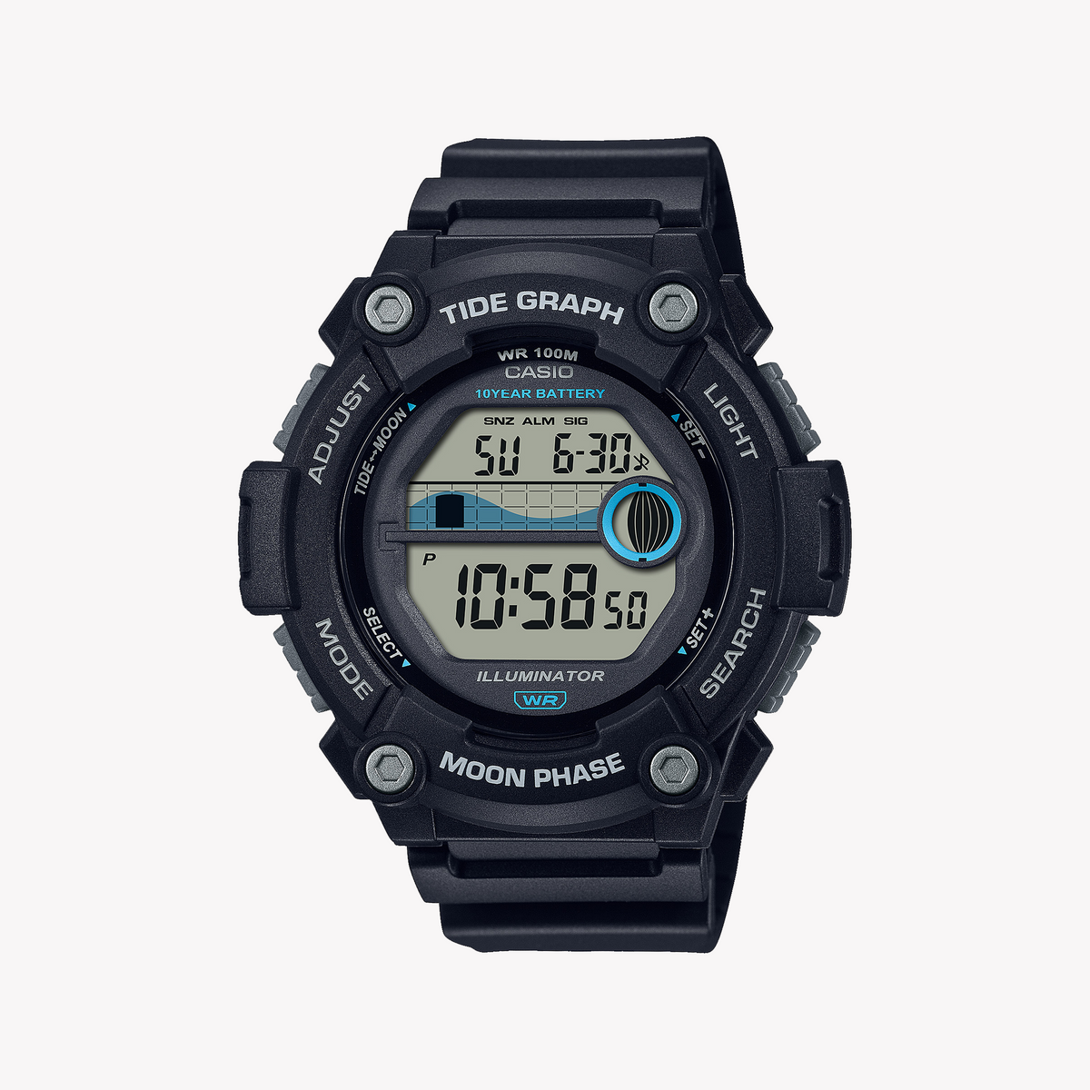 CASIO WS-1300H-1AVDF ADVENTURER - RUGGED SPORTY MEN'S WATCH WITH BLACK RESIN BAND & DIGITAL DISPLAY