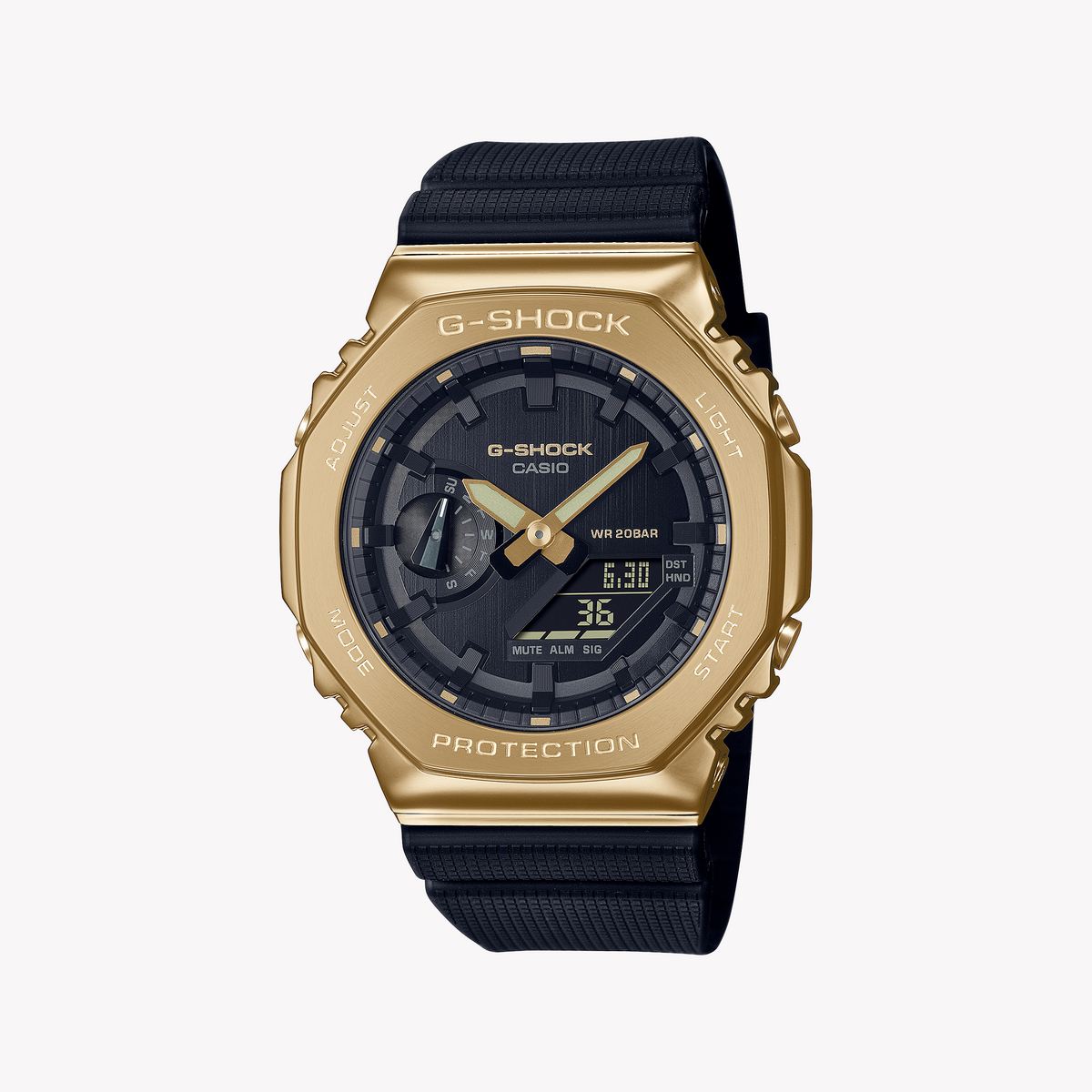 CASIO G-SHOCK GM-2100G-1A9DR - BOLD GOLD METAL CLAD MEN'S WATCH with Black Resin Band