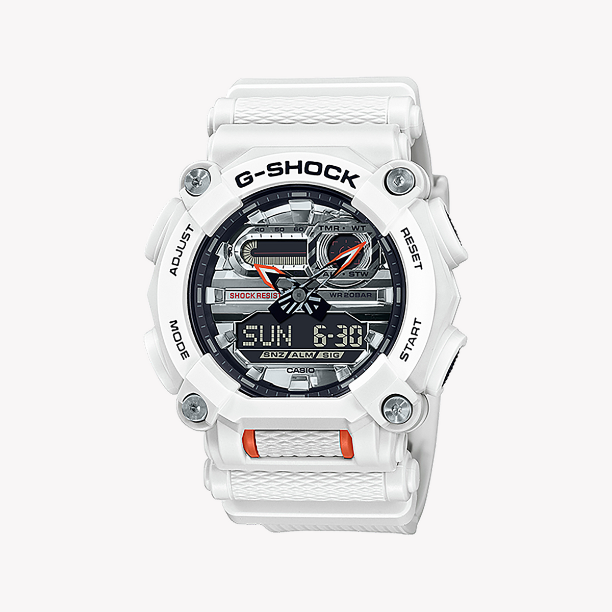 CASIO G-SHOCK GA-900AS-7ADR TOUGH & SPORTY - ADVENTURE-READY MEN'S WATCH with striking white design and durable features