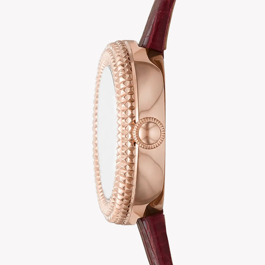 Emporio Armani AR11417 Women's Rose Gold Red Leather Watch-i-Watch-2