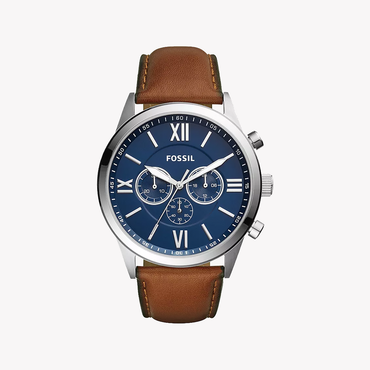 FOSSIL BQ2125IE - TIMELESS ELEGANCE - CLASSIC BLUE DIAL & LEATHER STRAP MEN'S WATCH