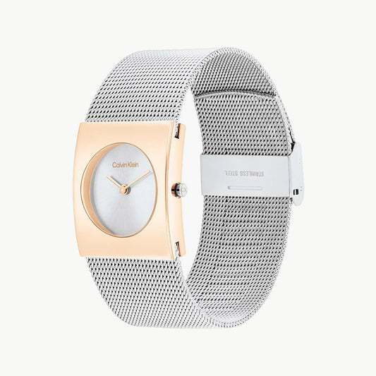 CK CALVIN KLEIN NEW COLLECTION - RADIANT SOPHISTICATION WOMEN'S WATCH WITH SILVER DIAL & GOLD BAND-i-Watch-2