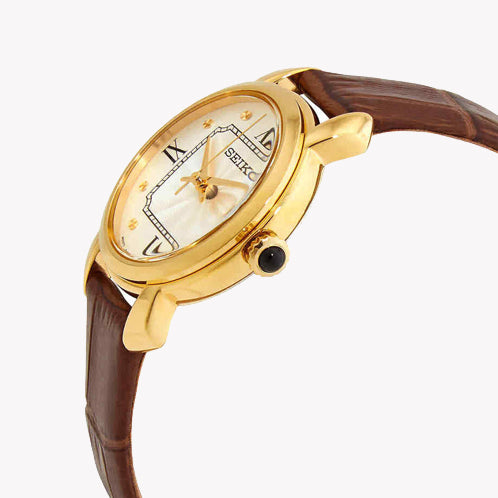 Seiko SUR500P1 Women's Chic Gold Watch with Leather Band-i-Watch-2