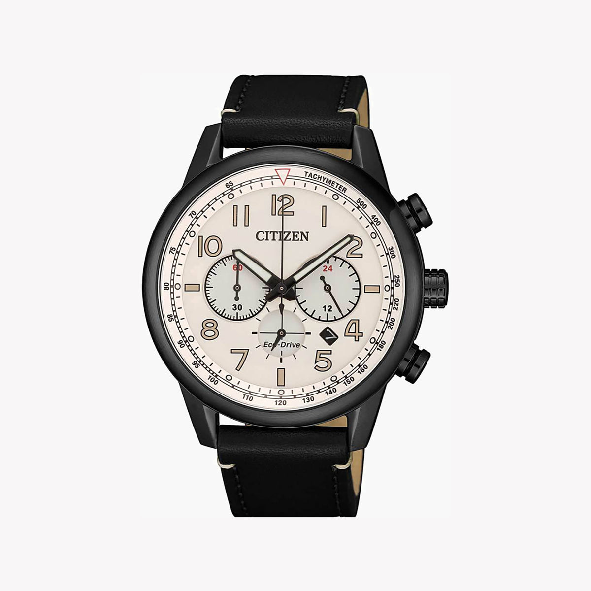 CITIZEN CA4425-10X MEN'S ECO-DRIVE CHRONOGRAPH - TIMELESS BLACK LEATHER ELEGANCE