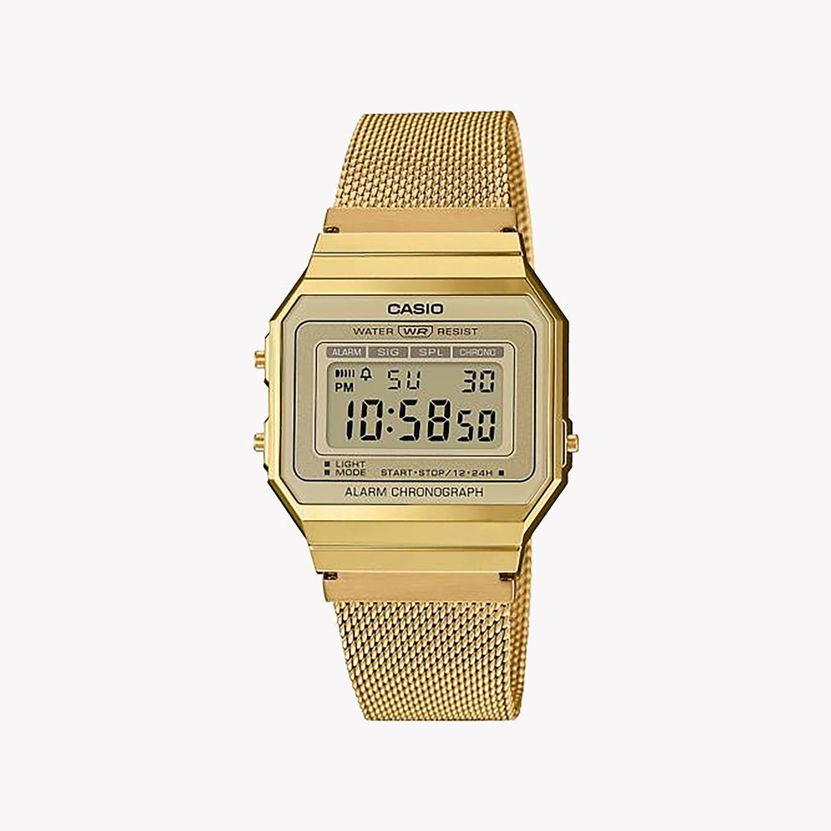 CASIO A700WEMG-9AEF ELEGANTLY MULTIFUNCTIONAL UNISEX WATCH - STYLISH RESIN DESIGN WITH MESH STRAP