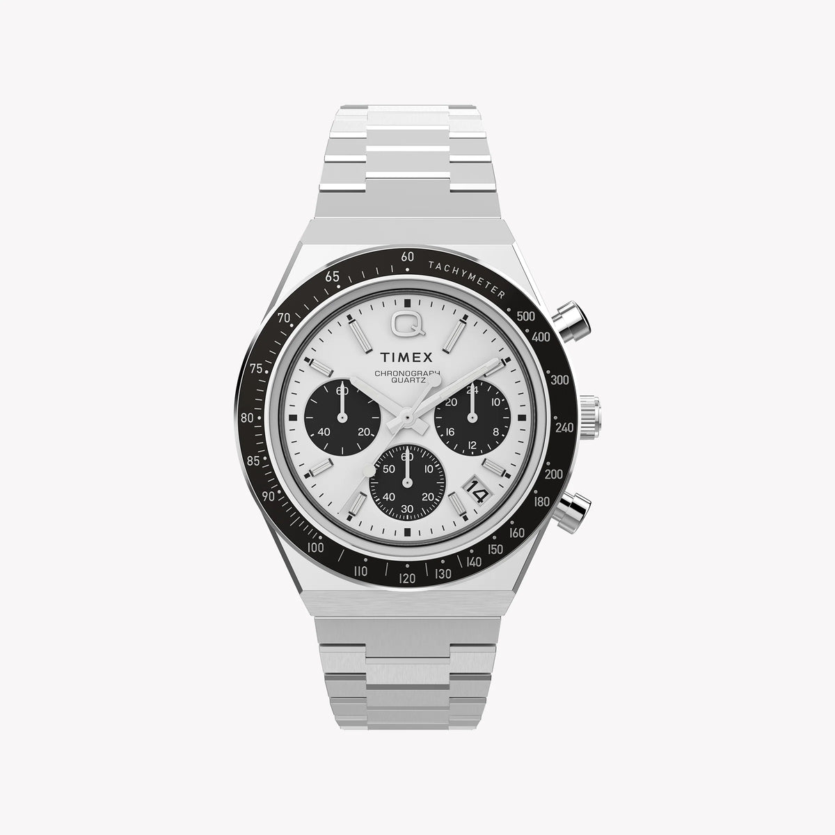 TIMEX Q DIVER CHRONO SST CASE - MASTERS OF ADVENTURE MEN'S WATCH WITH WHITE DIAL & STEEL BRACELET