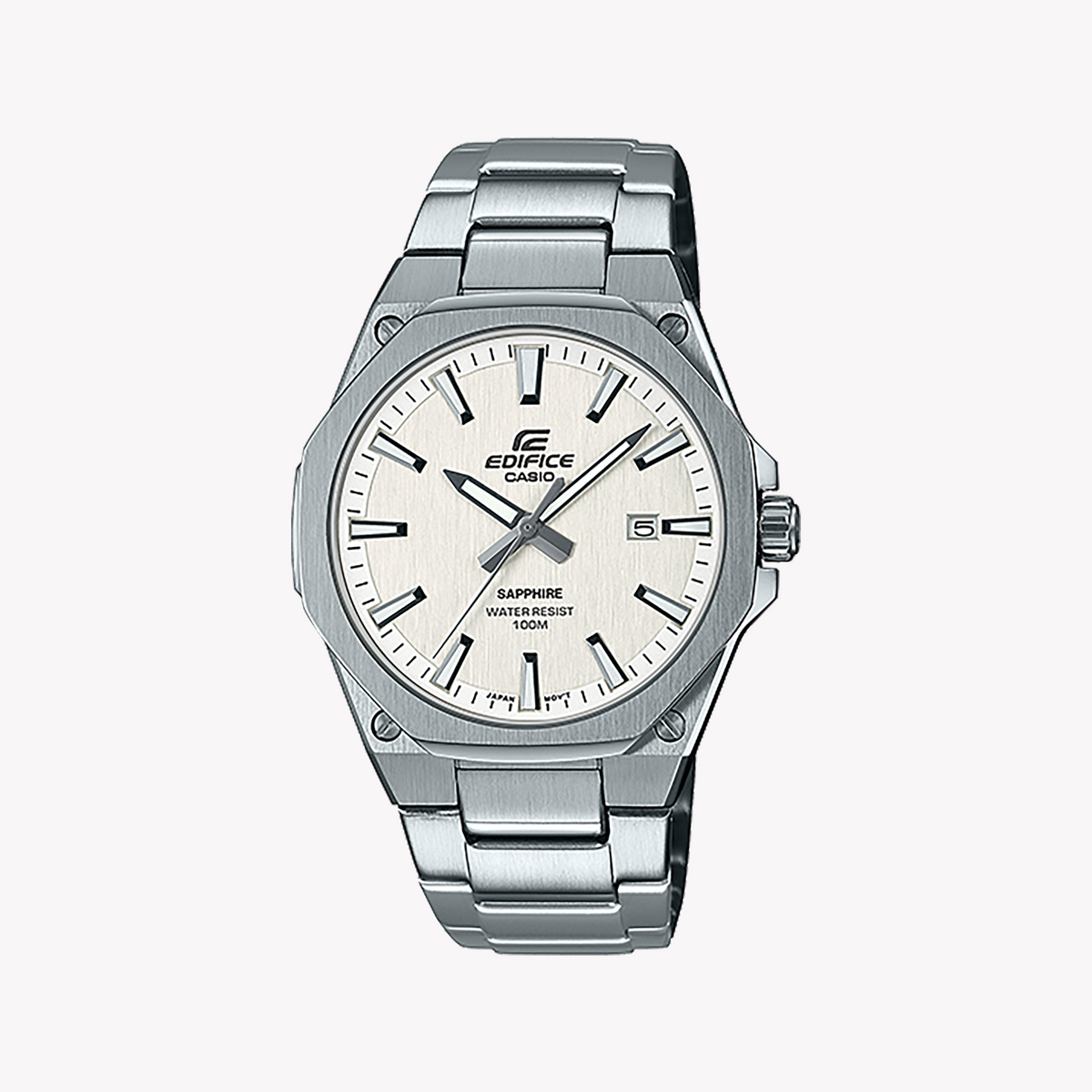 EDIFICE EFR-S108D-7AVUEF - Sleek Silver Men's Watch with White Dial & Water Resistance