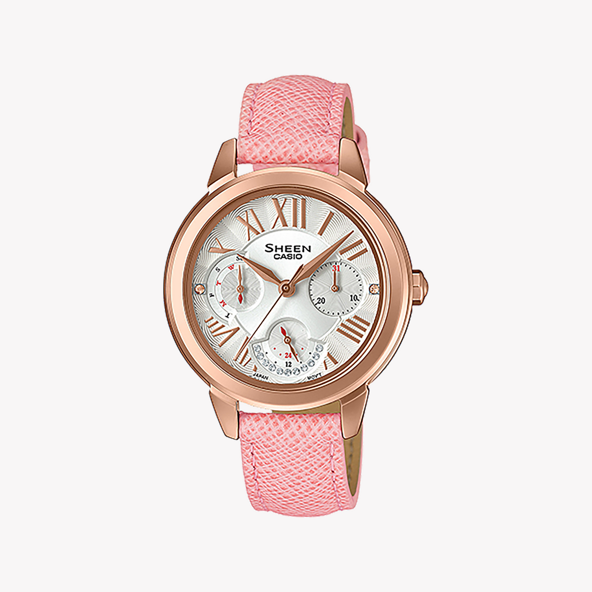 CASIO SHE-3059PGL-7AUDR - ELEGANCE REDEFINED: Sporty Rose Gold Women's Watch with Crystal Accents