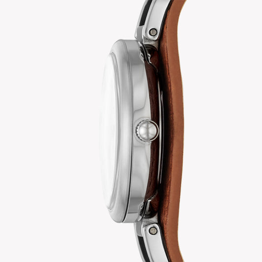 FOSSIL ES5214 TIMELESS ELEGANCE - CLASSIC BROWN LEATHER & WHITE DIAL WOMEN'S WATCH-i-Watch-2