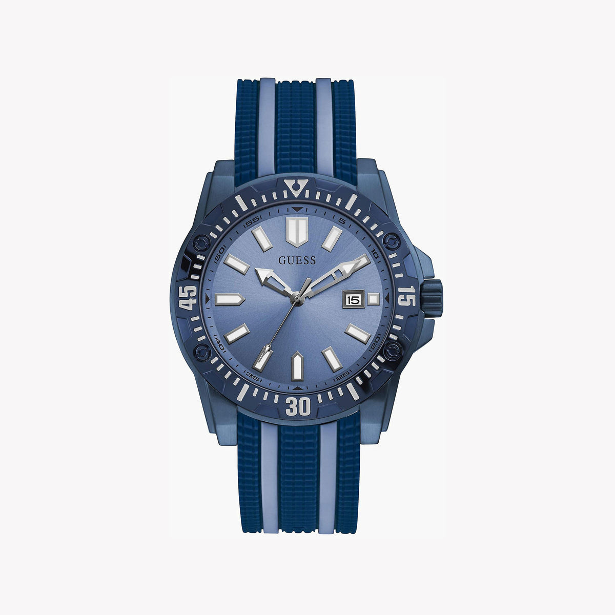 GUESS GW0055G2 BLUE DYNAMO - MEN'S SPORTY WATCH WITH SILICONE BAND AND STRIKING DIAL