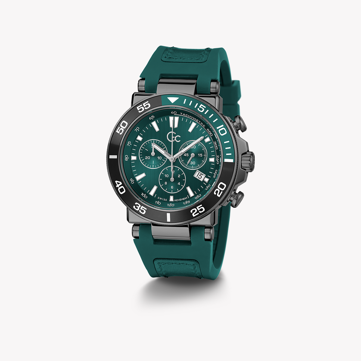 GUESS COLLECTION Z14007G9MF - BOLD GREY & GREEN DIAL MEN'S WATCH WITH SILICON BAND