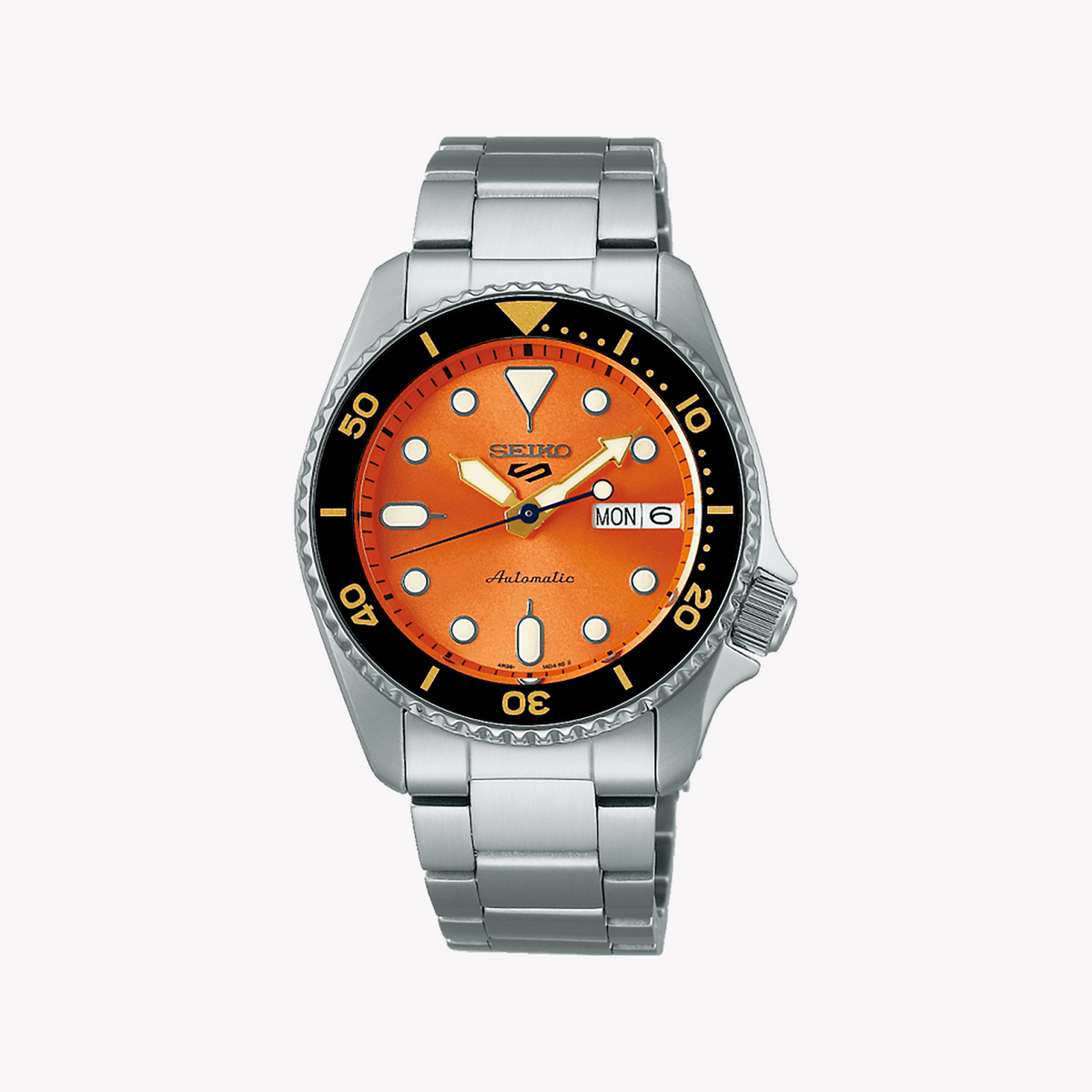 SEIKO 5 SRPK35K1 Men's Automatic Watch, Black & Orange 38mm-i-Watch