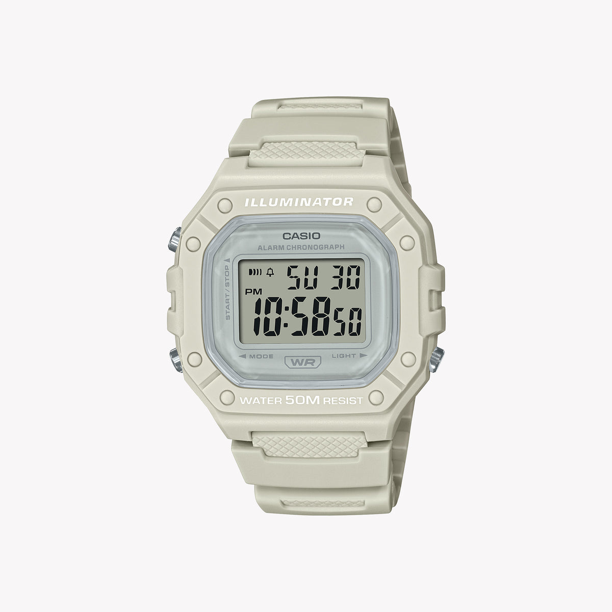 CASIO W-218HC-8AV DYNAMIC SPORT - VERSATILE DIGITAL ADVENTURE WATCH with White Resin Band and Amber LED Display