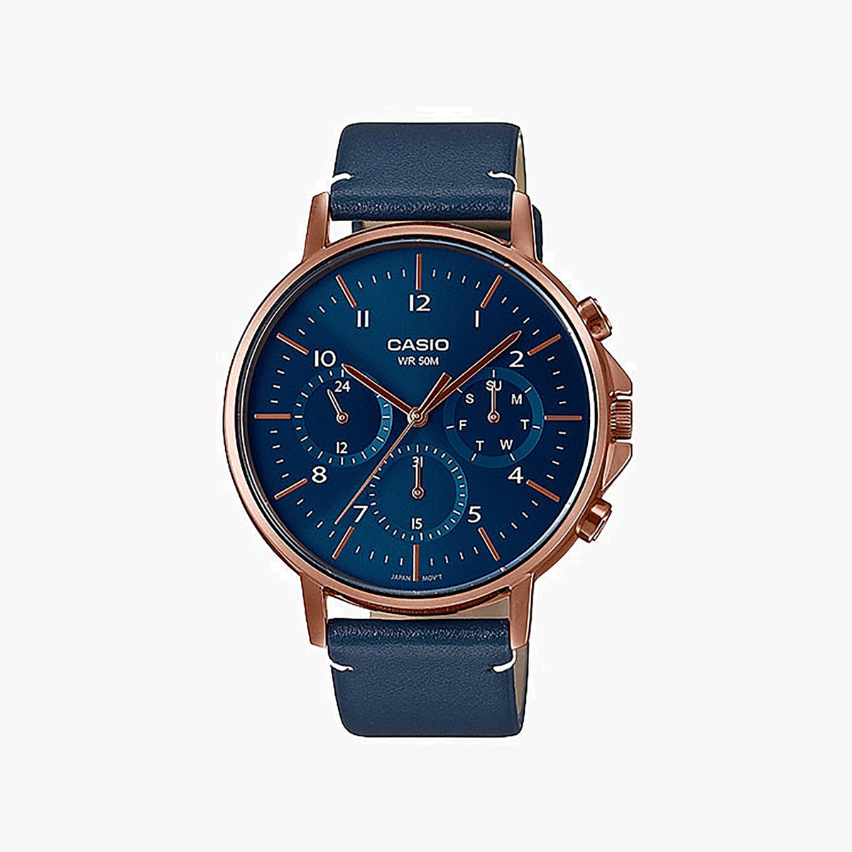 CASIO MTP-E321RL-2AVDF - ELEGANT ADVENTURER MEN'S WATCH WITH ROSE GOLD & BLUE DIAL