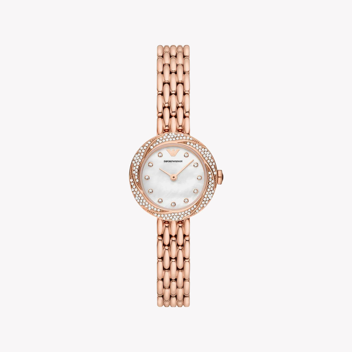 EMPORIO ARMANI AR11474 - ELEGANT ROSE GOLD CHARM WOMEN'S WATCH with white dial and stainless steel band
