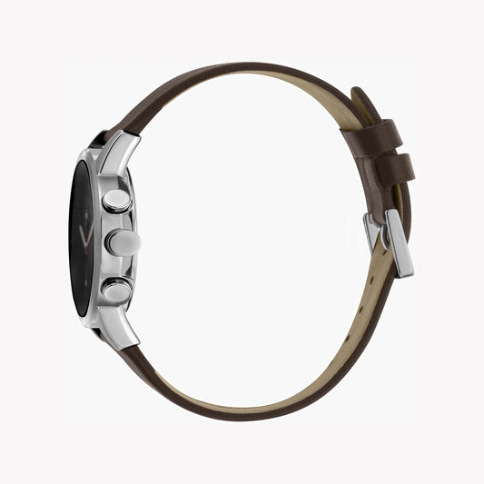 ESPRIT MEN'S ELEGANCE - STUNNING BROWN LEATHER & BLACK DIAL STAINLESS STEEL WATCH-i-Watch-2