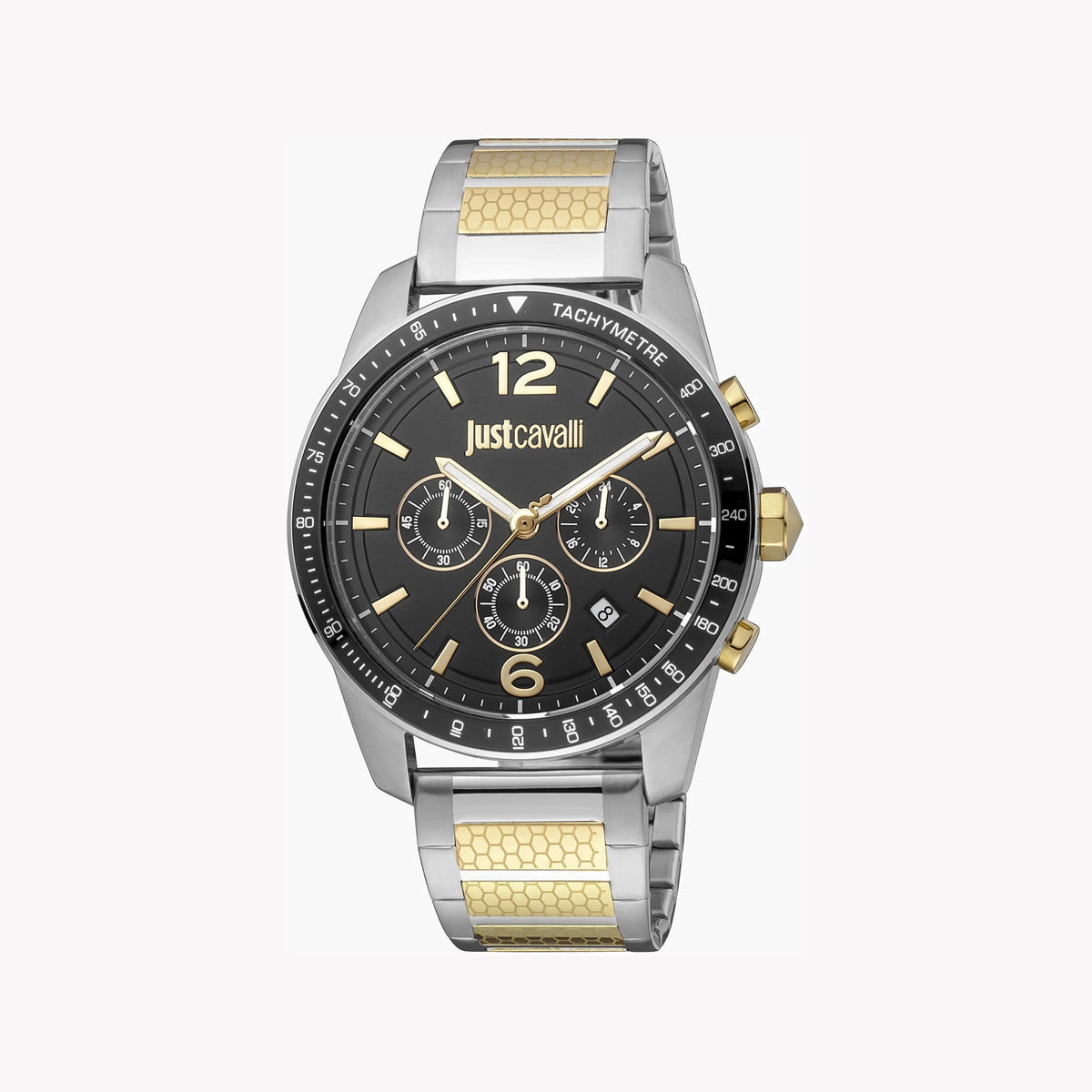 JUST CAVALLI JG1G204M0075 ELEGANT TIMEPIECE - SOPHISTICATED MEN'S WATCH WITH SILVER & GOLD STAINLESS STEEL BAND