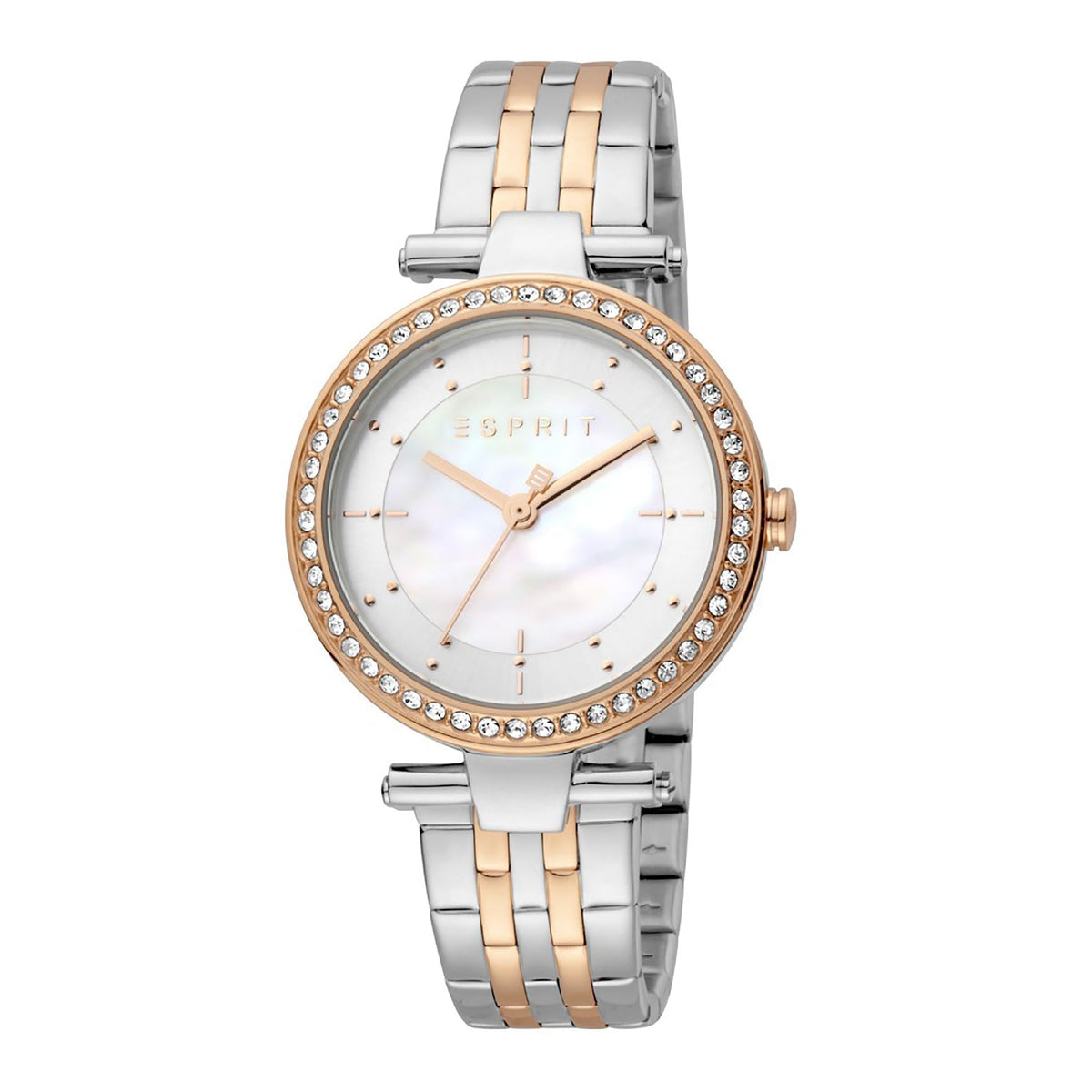 ESPRIT Women's Watch with Silver Stainless Steel Case and Silver & Rose Gold Stainless Steel Band