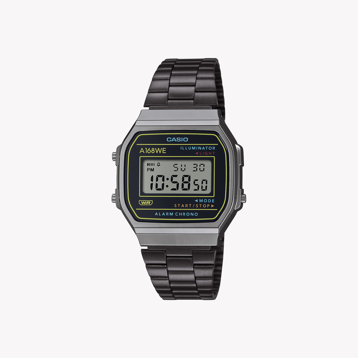 CASIO A168WEHB-1A SPORTY DIGITAL TIMEPIECE - MODERN STYLE & FUNCTIONALITY Unisex Watch with chrome plated case and vibrant blue backlight