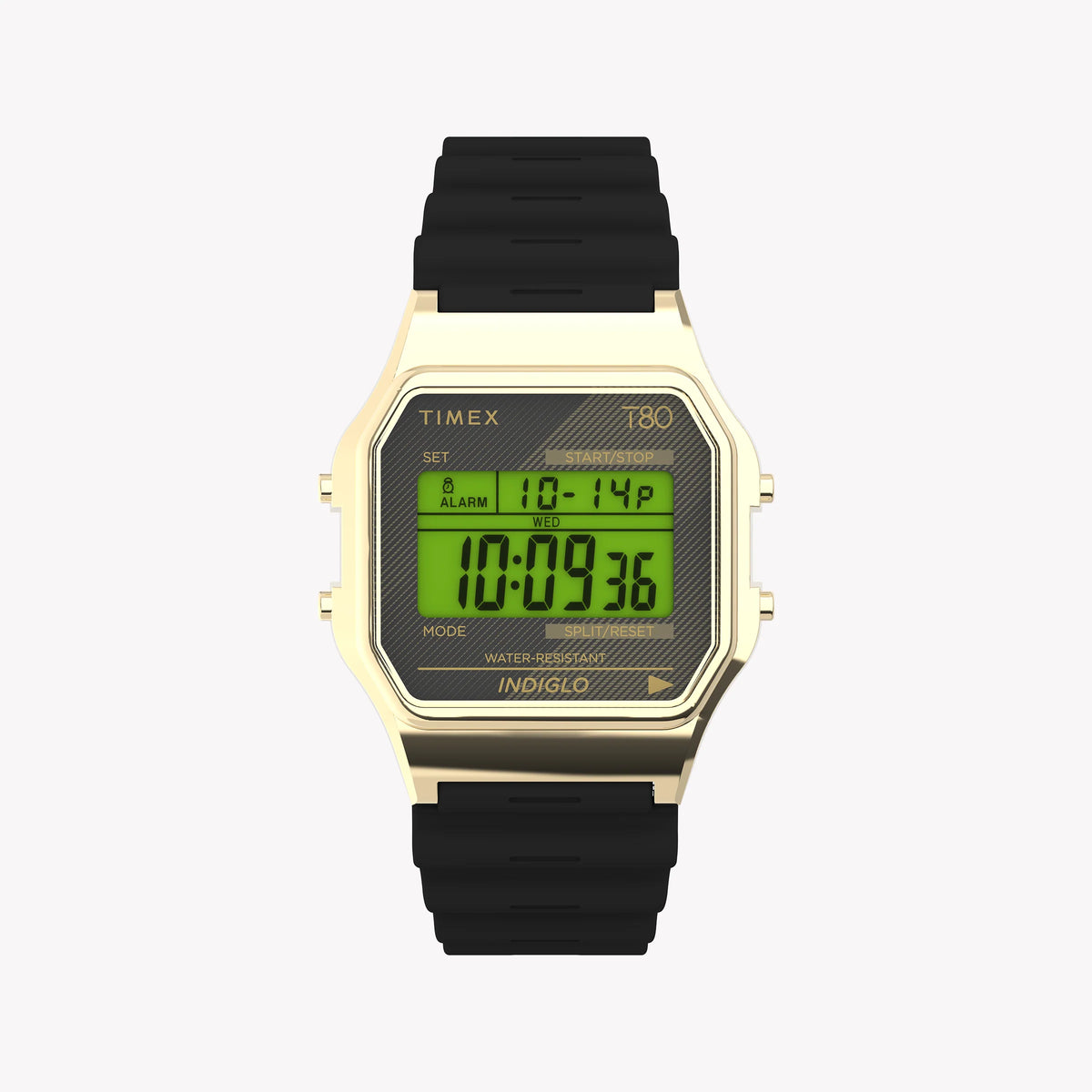 TIMEX T80 GOLD TONE & BLACK LENS - RETRO REIMAGINED UNISEX WATCH WITH RESIN STRAP
