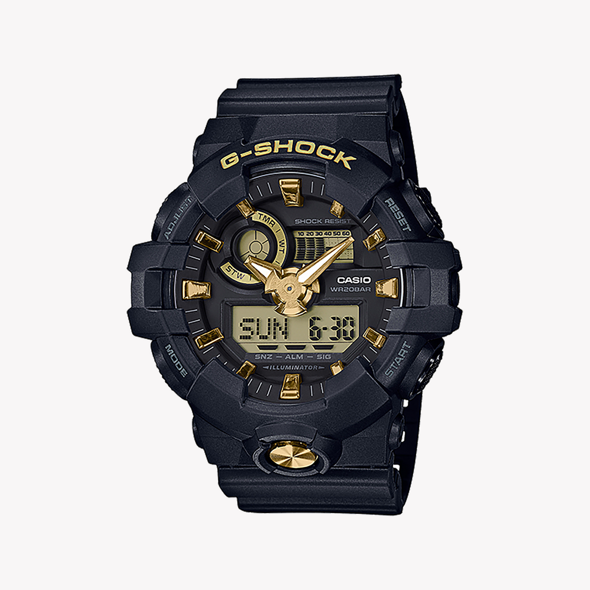 CASIO G-SHOCK GA-710B-1A9DR - BOLD BLACK SPORTY TIMEPIECE FOR MEN
