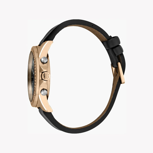 ESPRIT MEN'S TIMEPIECE - BLACK LEATHER & ROSE GOLD STAINLESS STEEL CLASSIC 44MM WATCH-i-Watch-2