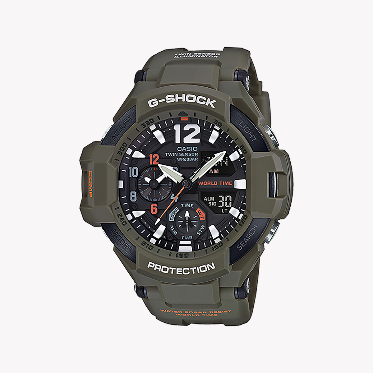 CASIO G-SHOCK GA-1100KH-3ADR ADVENTURE READY - MENS SPORTY TIMEPIECE WITH DIGITAL COMPASS