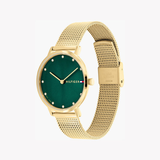 TOMMY HILFIGER 1782668 RADIANT GOLD GLAM - Women's Elegant Timepiece with Green Dial and Luxe Band-i-Watch-2