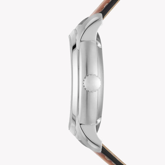 FOSSIL ME3233 TIMELESS ELEGANCE - AUTOMATIC MEN'S WATCH WITH BLACK DIAL & BROWN LEATHER STRAP-i-Watch-2