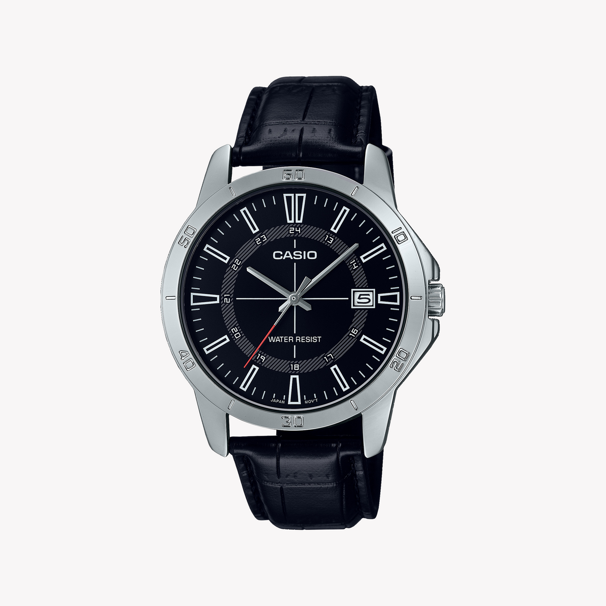 CASIO MTP-V004L-1CUDF SPORTY ELEGANCE - MEN'S ANALOG WATCH WITH LEATHER BAND & BLACK DIAL