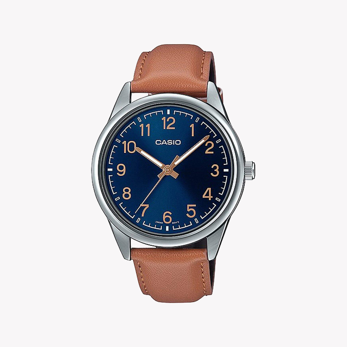 MTP-V005L-2B4UDF - MODERN GENTLEMAN'S TIMEPIECE - ELEGANT STAINLESS STEEL & LEATHER WATCH