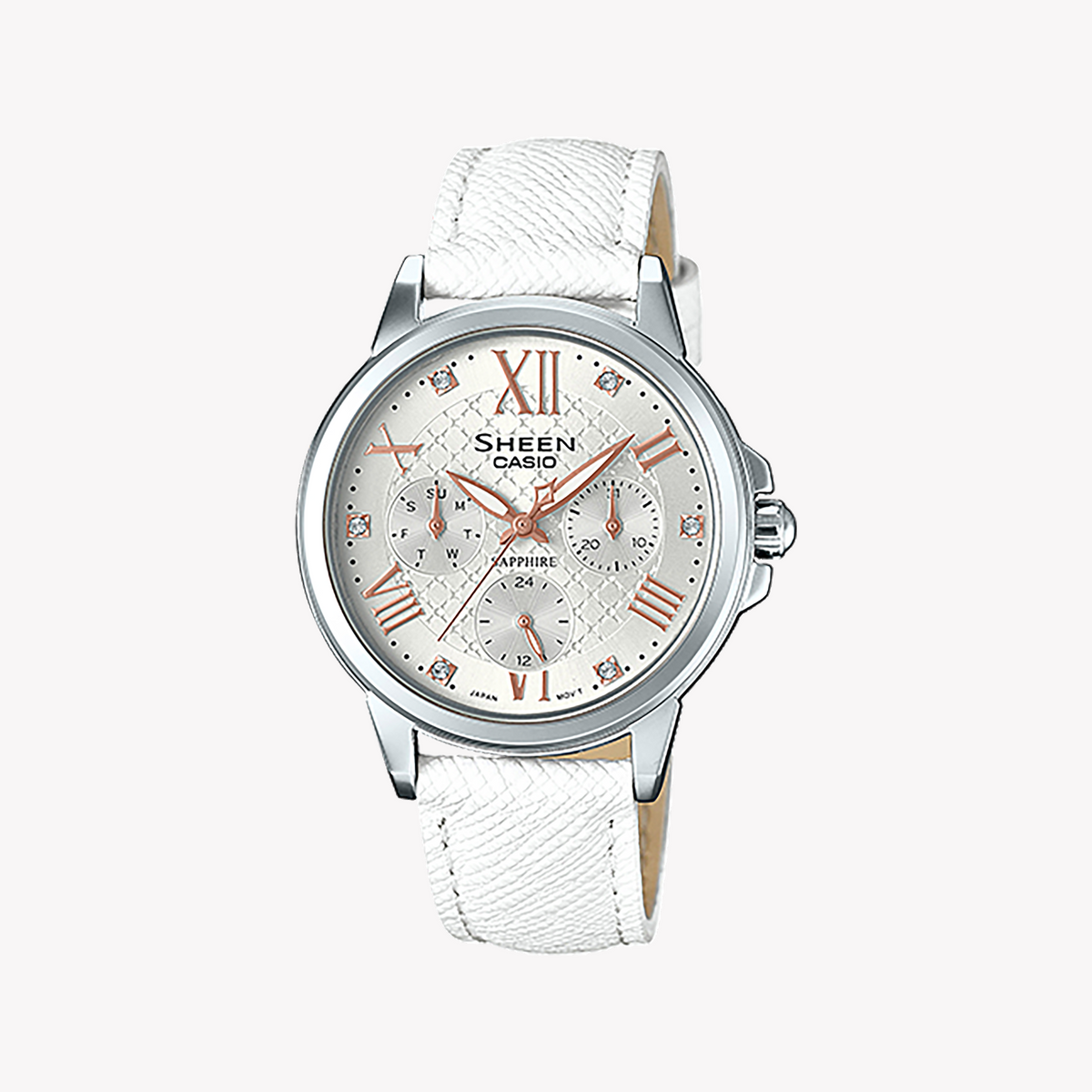 CASIO SHE-3511L-7AUDR ELEGANT ADVENTURER - Women's Watch with Silver Dial and Leather Band