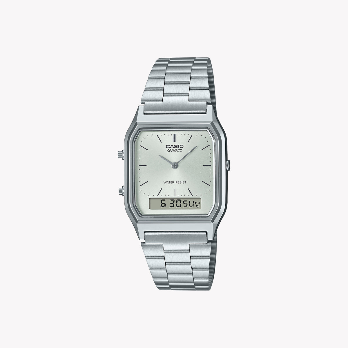 CASIO AQ-230A-7AMQY DYNAMIC VERSATILITY - SPORTY CHIC UNISEX WATCH with sleek chrome case and silver dial