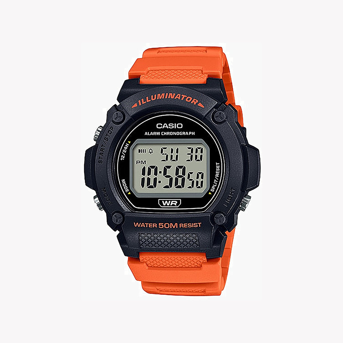 CASIO W-219H-4AVDF ADVENTURE READY - MEN'S SPORTY STYLE WITH ORANGE BAND & WHITE CASE