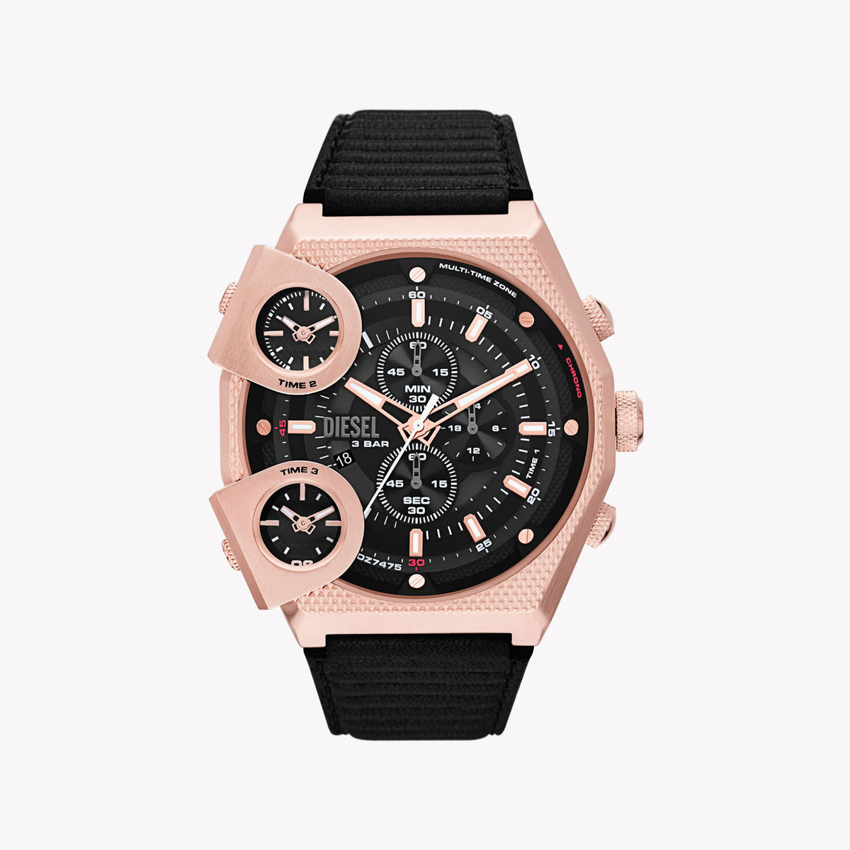 DIESEL DZ7475 BOLD ROSE GOLD TIMEPIECE - STYLISH MEN'S WATCH WITH BLACK DIAL & LEATHER BAND