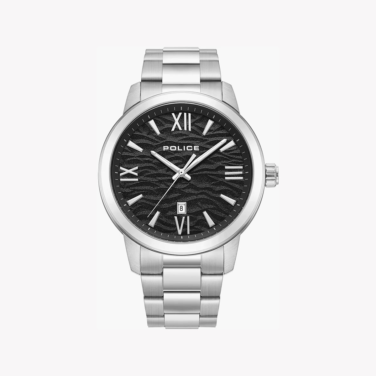 POLICE PEWJH0004904 - ELEGANT SILVER TIMEPIECE WITH DRAMATIC BLACK DIAL FOR THE MODERN GENTLEMAN