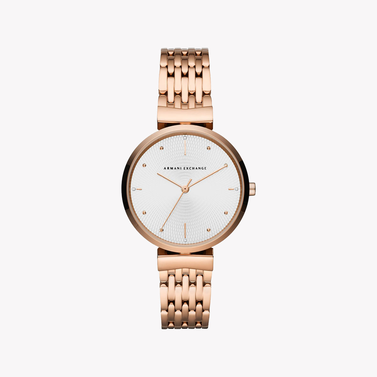 ARMANI EXCHANGE AX5901 - ROSE GOLD ELEGANCE - Women's Chic Analog Watch with Silver Dial